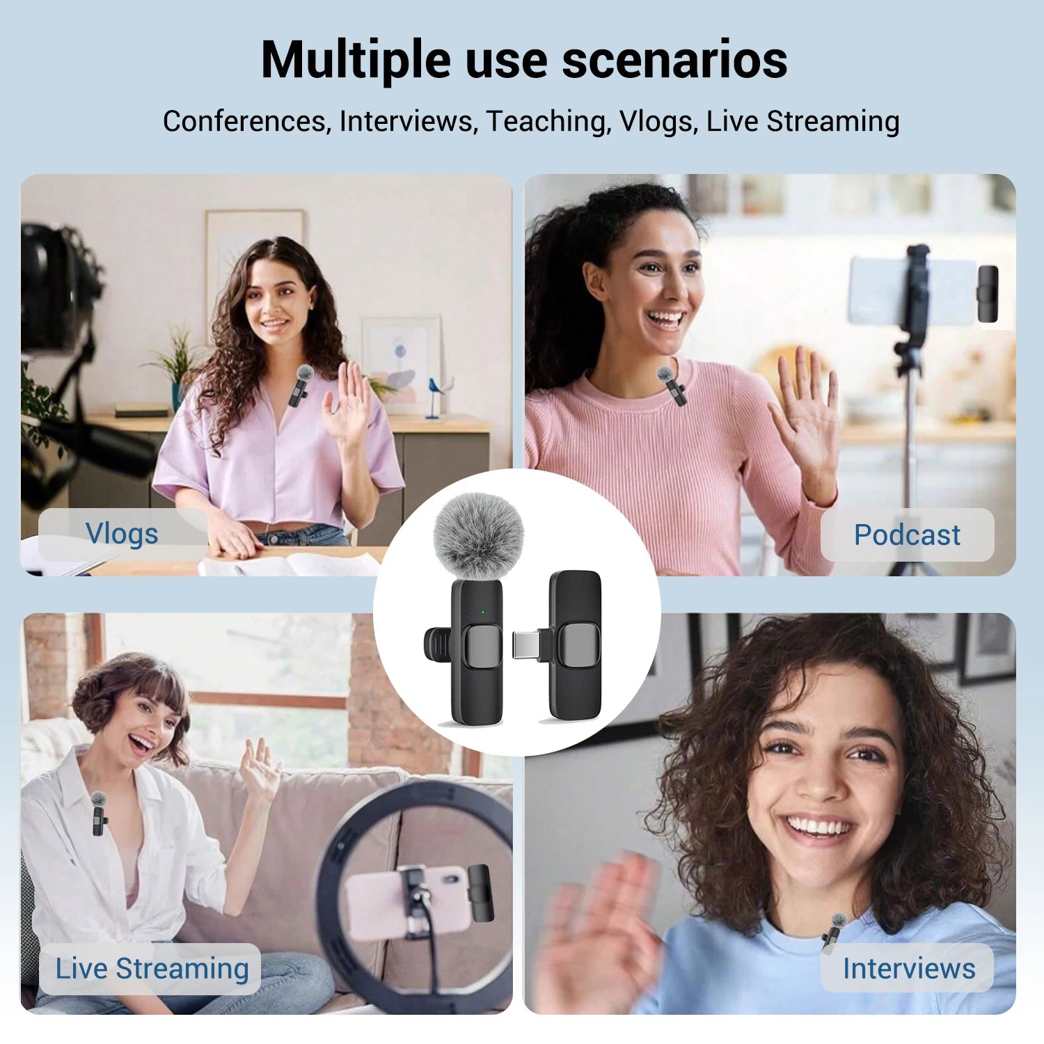 Professional Wireless Lavalier Microphone Type-C Port